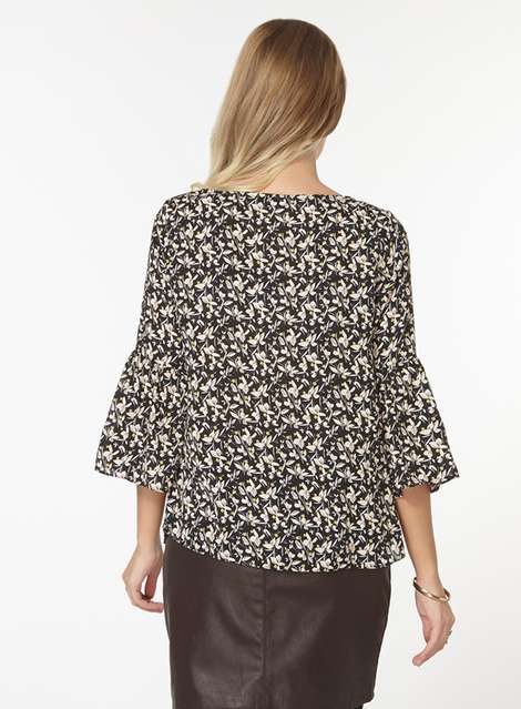 Ditsy Floral Flute Sleeve Top